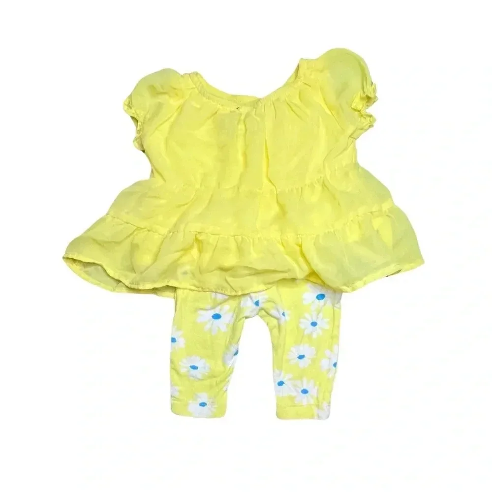 Outfit Bundle! - Yellow Dress Set & Pink Floral Romper, 0-3 Months